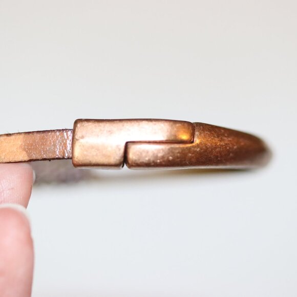 Like New Sundance Copper Leather Beaded Magnet Bracelet - Picture 5 of 6